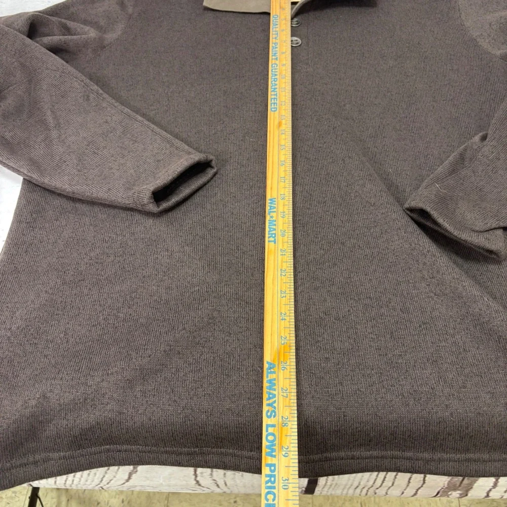 Red Head Brand Co Mens 2XLT Brown Fleece 3 Button Mock Neck Pullover Sweater